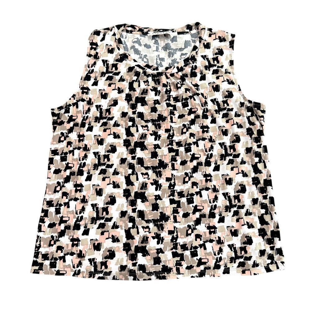 Kasper Petite Abstract Sleeveless Blouse in White/Pink, Size PXL​​​